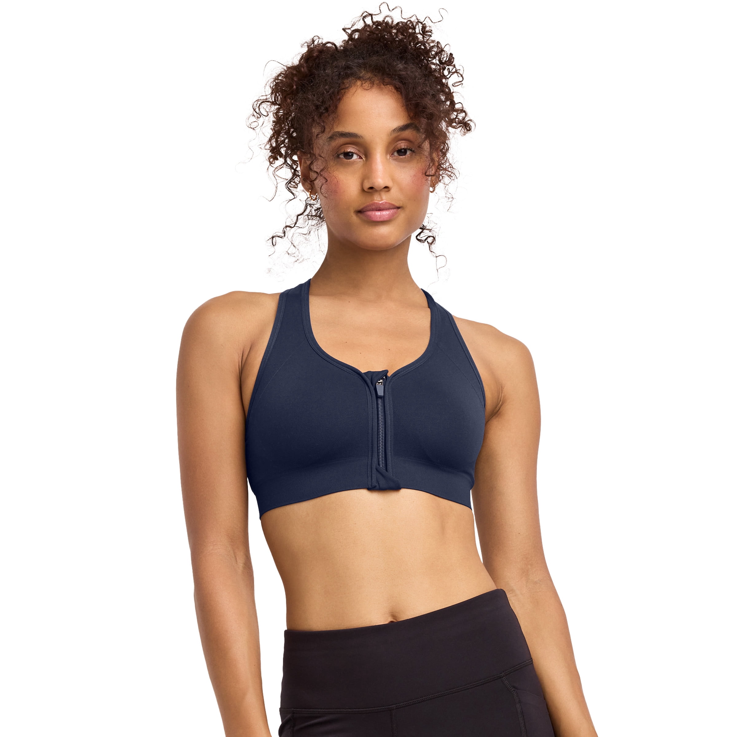 Jockey Women's Seamfree Mid Impact Zip Front Sports Bra - Walmart.com