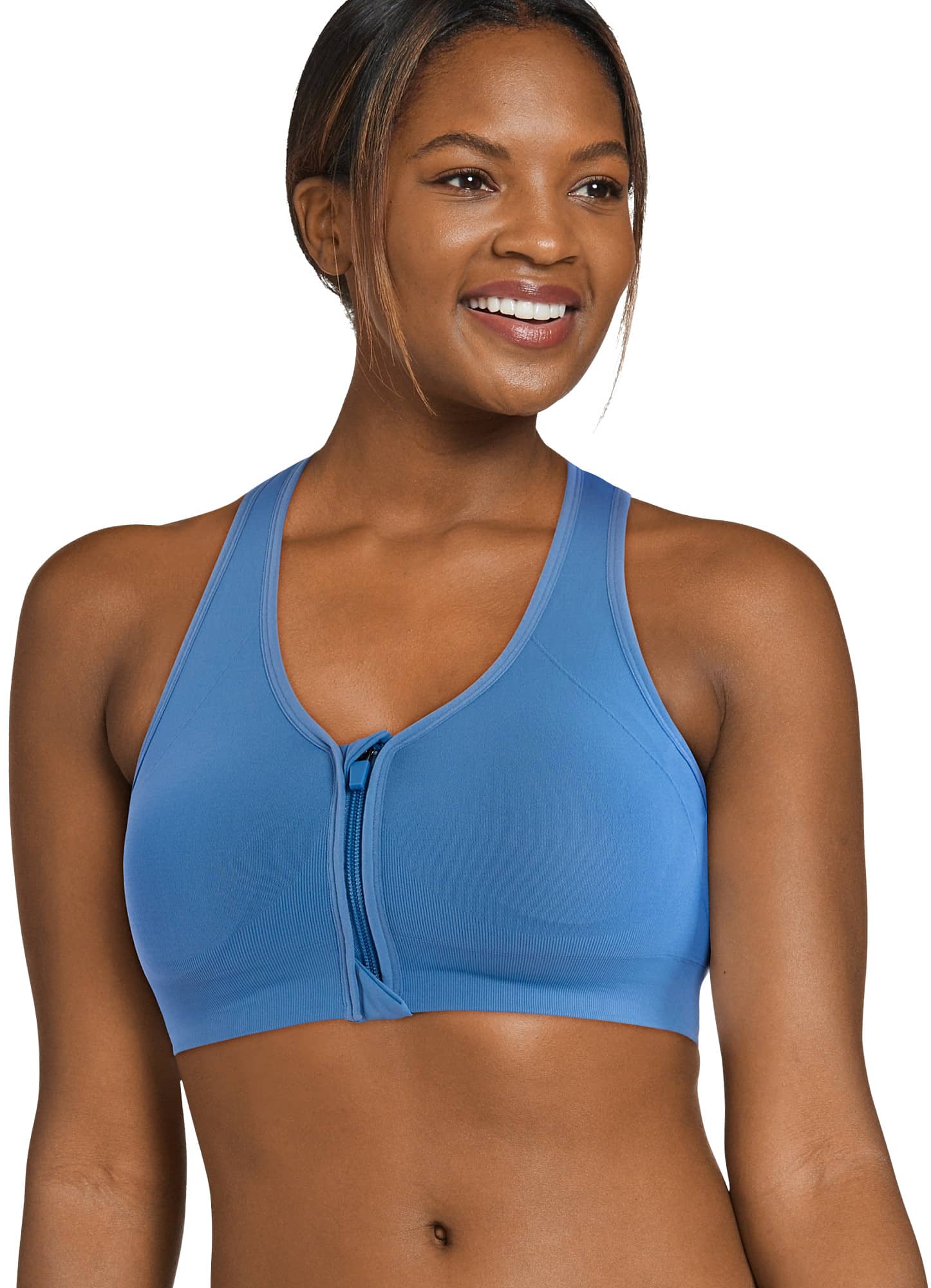 Jockey Women's Seamfree Mid Impact Zip Front Sports Bra
