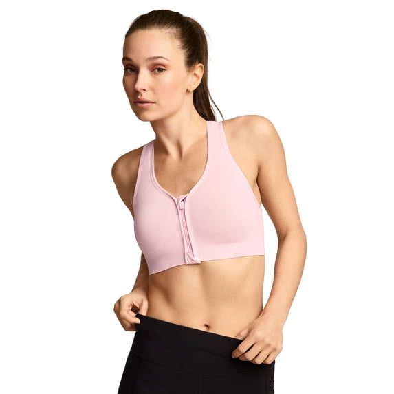 Jockey Women's Seamfree Mid Impact Zip Front Sports Bra
