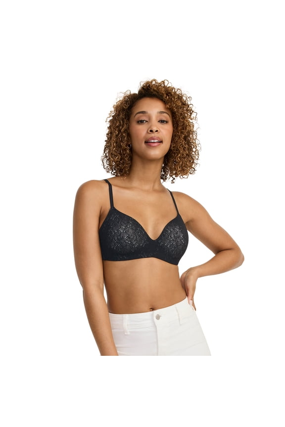 Women's Smooth & Sleek Lace Demi Coverage Wirefree T-Shirt Bra
