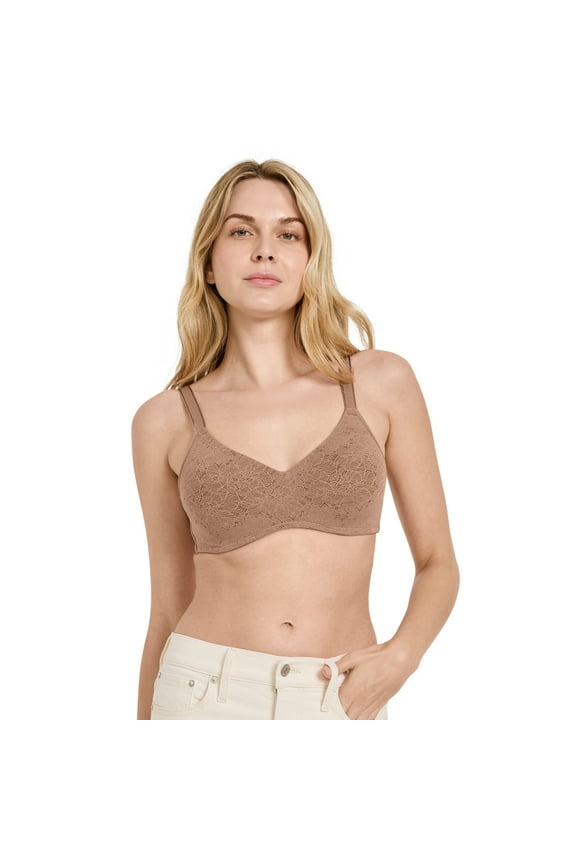 Women's Smooth & Sleek Lace Full Coverage Wirefree T-Shirt Bra