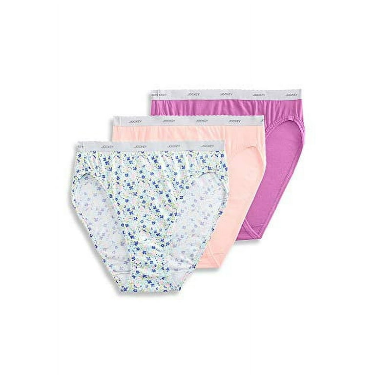 Jockey Women's Underwear Plus Size Classic French Cut - 3 Pack, Light  Pink/Floral Fields/Lavender, 10