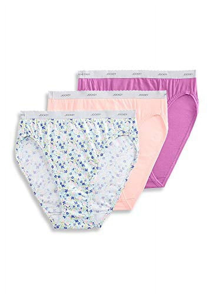 Jockey Women's Underwear Plus Size Classic French Cut - 3 Pack, Light  Pink/Floral Fields/Lavender, 8 