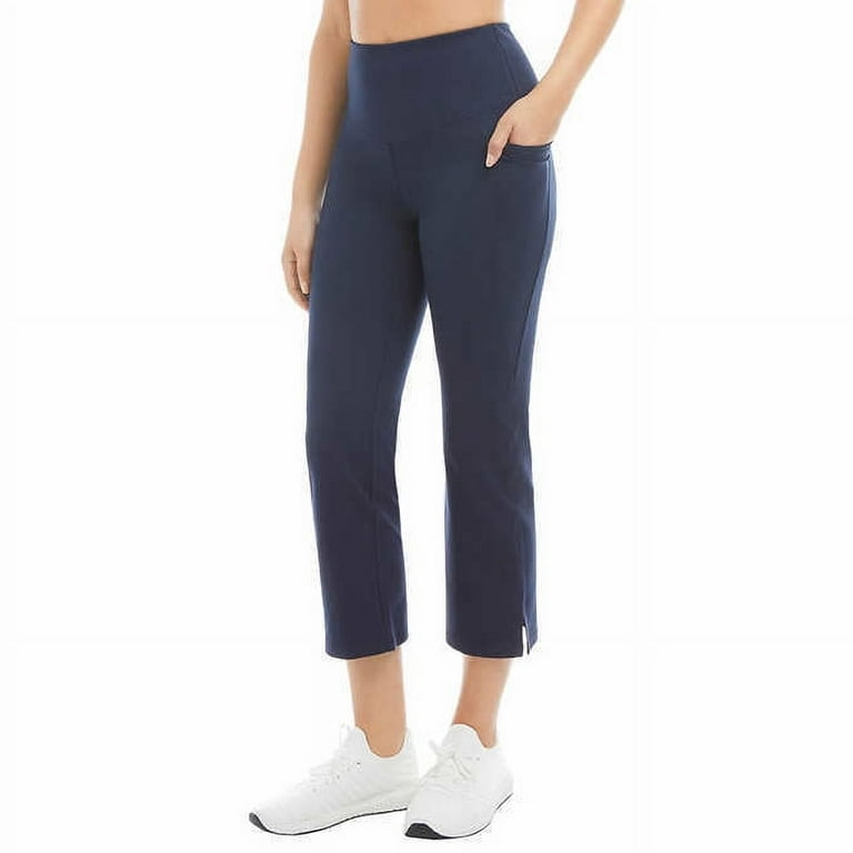 Jockey Womens' Cropped Slit Flare Activewear Yoga Pants (Dark Navy, XL) 