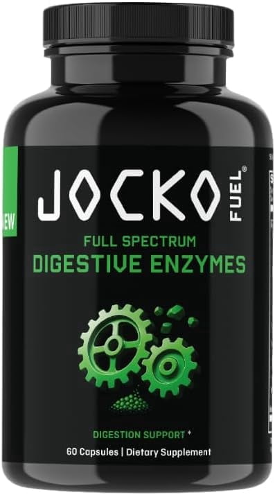 Jocko Fuel Digestive Enzymes, Full Spectrum Support, Nutrient Absorption, Gut Health Support, Digestion Aid, 60 Capsules