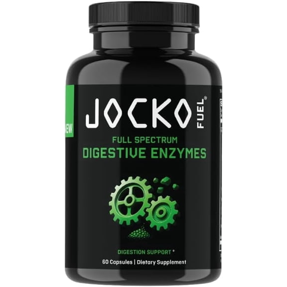 Jocko Fuel Digestive Enzymes, Full Spectrum Support, Nutrient Absorption, Gut Health Support, Digestion Aid, 60 Capsules