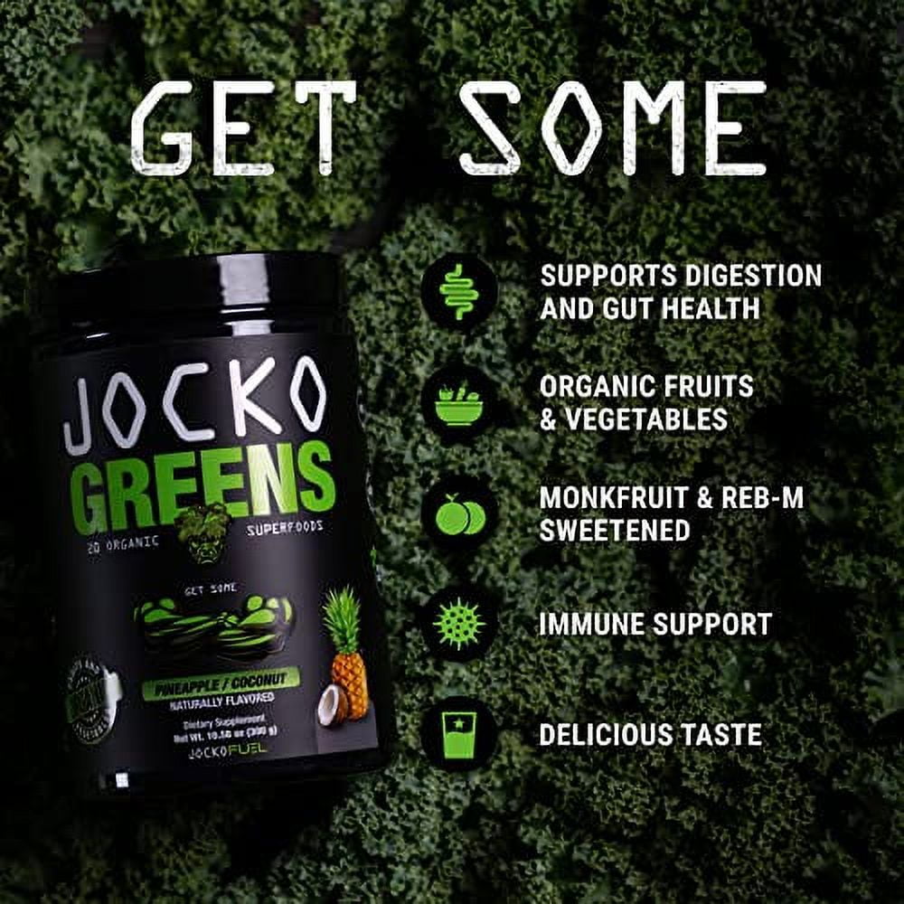 Jocko Fuel Greens Powder (Coconut/Pineapple Flavor) Organic Greens & Superfood Powder for