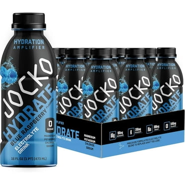 Jocko Fuel Hydrate Electrolyte Drinks - Sports Drink Hydration, Blue Raspberry 16 Oz (12 Pack)