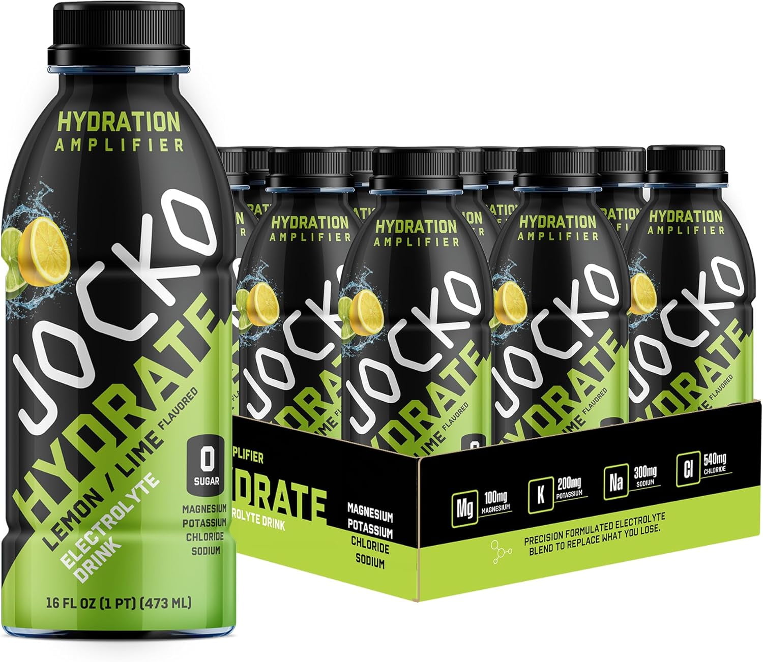 Jocko Fuel Hydrate Electrolyte Drinks - Sports Drink Hydration, Lemon-Lime 16 Oz (12 Pack)