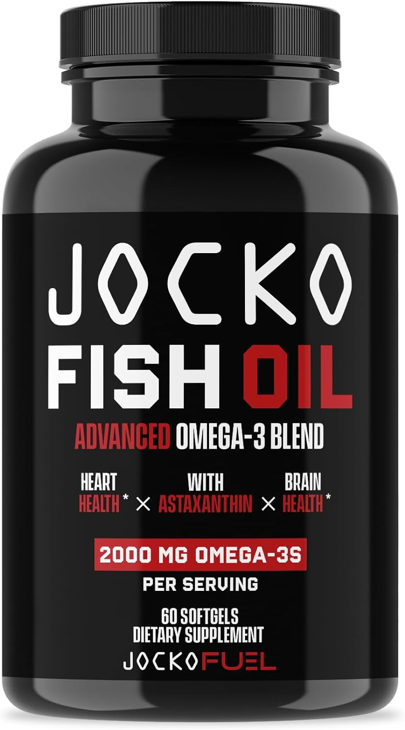 Jocko Fuel Omega 3 Fish Oil Supplement - Burpless Fish Oil 2000mg, 60 Capsules, 30 Day Supply