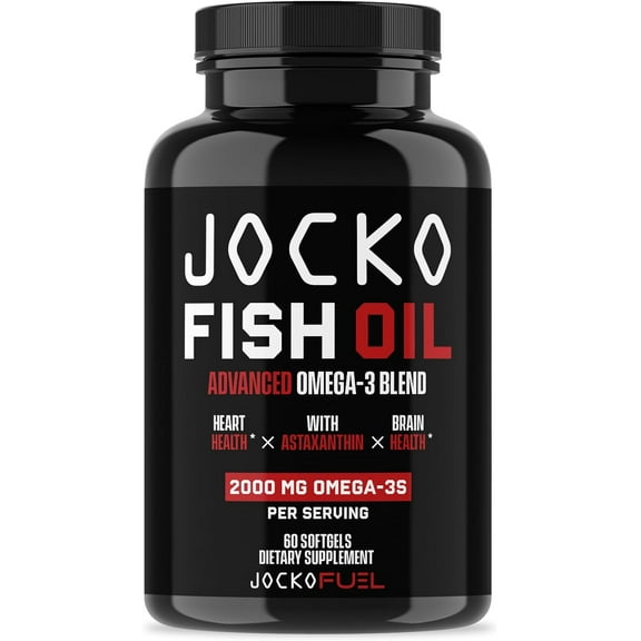 Jocko Fuel Omega 3 Fish Oil Supplement - Burpless Fish Oil 2000mg, 60 Capsules, 30 Day Supply