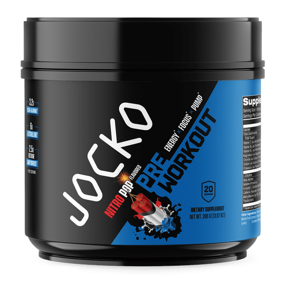 Jocko Fuel Preworkout Powder, Nitro Pop, High Stim, Sugar-Free Nootropic Blend to Support Muscle Pump, Energy, & Recovery 200mg Caffeine, 20 Servings