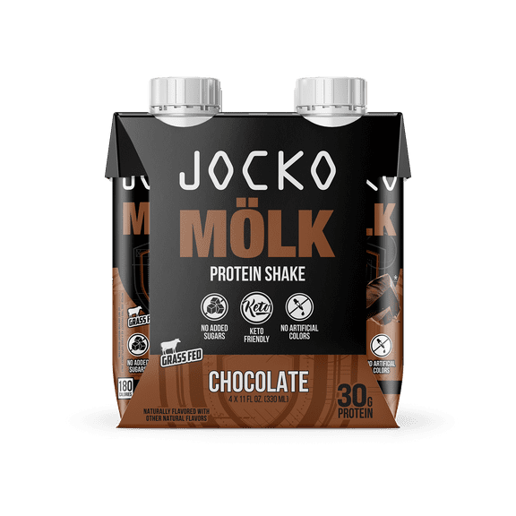 Jocko Fuel Protein Shake, Chocolate, 11oz, 4 Count, 30g Protein