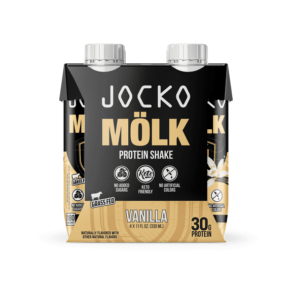 Jocko Fuel Protein Shake, Vanilla, 11oz, 4 Count, 30g Protein