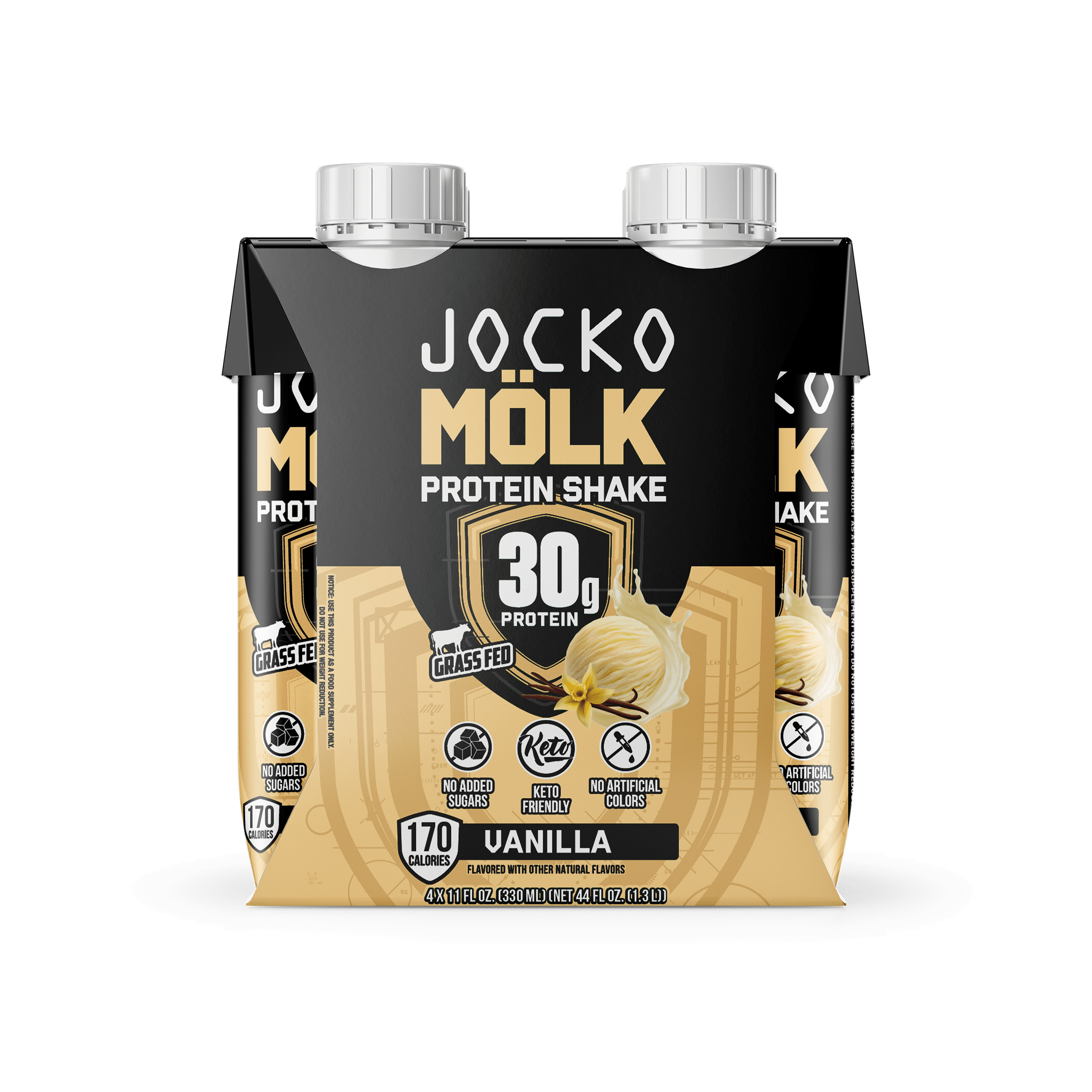 Jocko Fuel Protein Shake, Vanilla, 11oz, 4 Count, 30g Protein