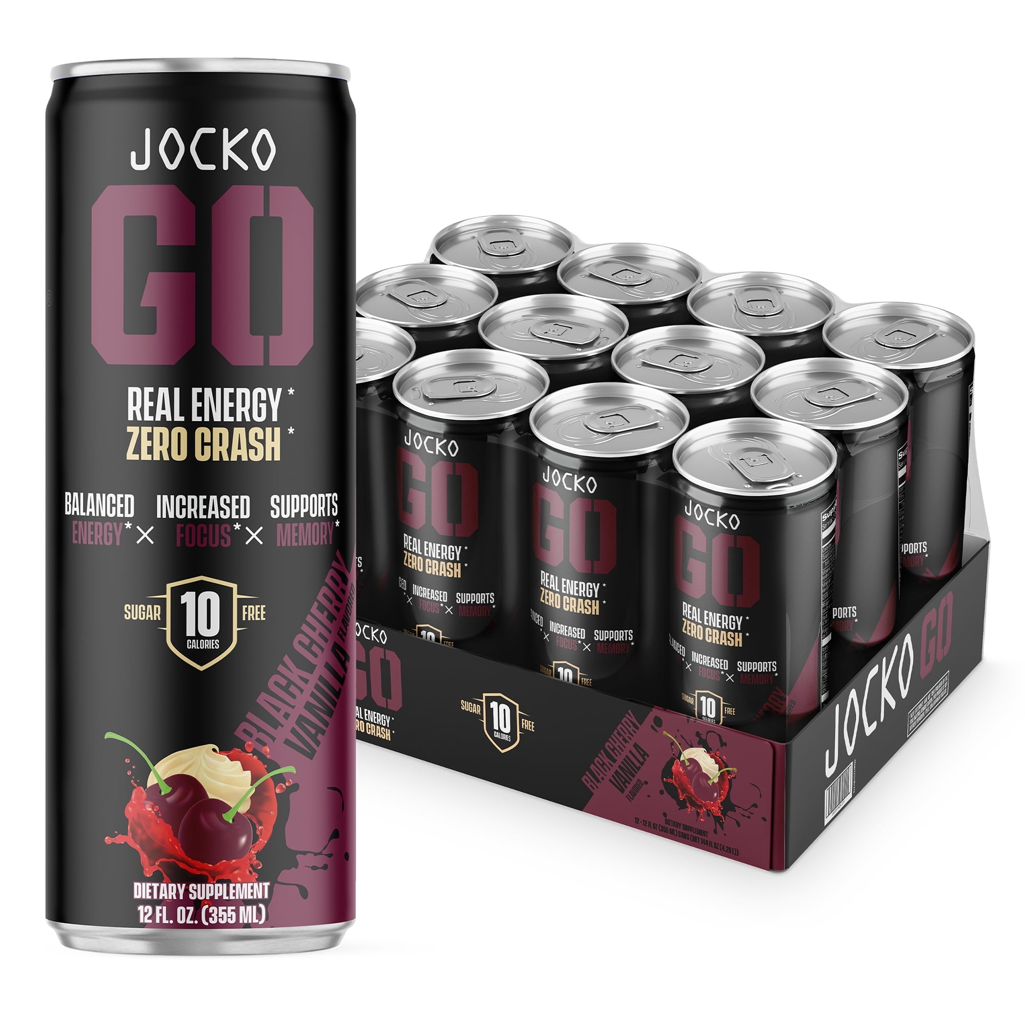 Jocko GO Energy Drink, Cherry Vanilla, Keto Friendly, B12 and B6