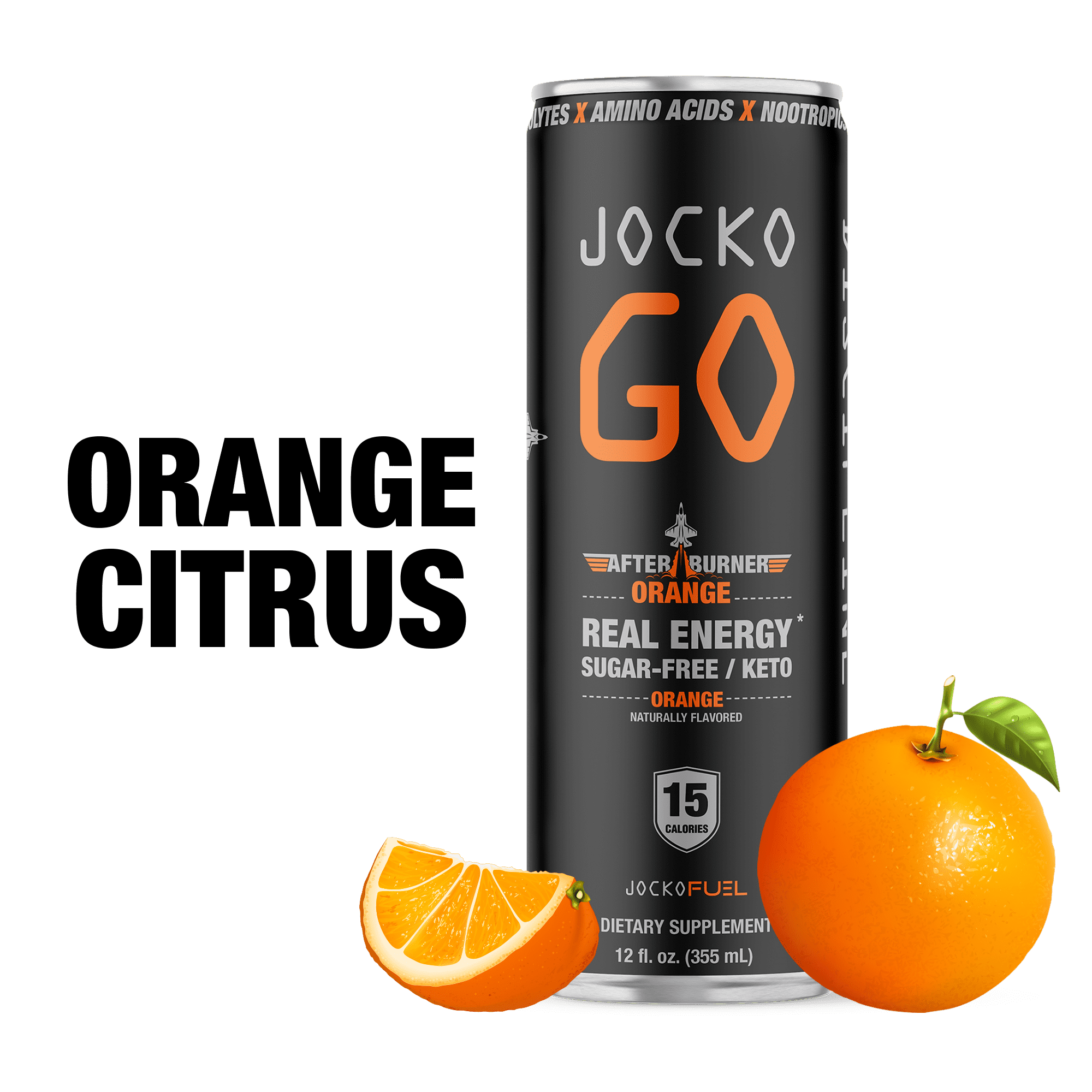 Jocko Go Sugar Free Afterburner Orange Energy Drink, 12 fl oz (Single can)
