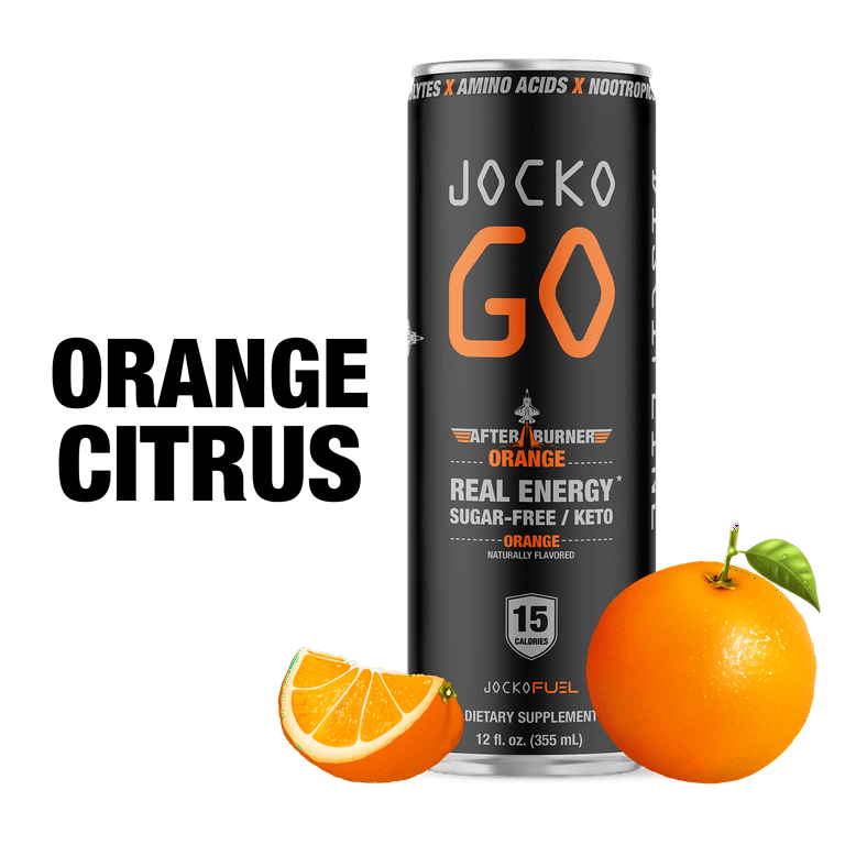 Jocko Go Sugar Free Afterburner Orange Energy Drink, 12 fl oz