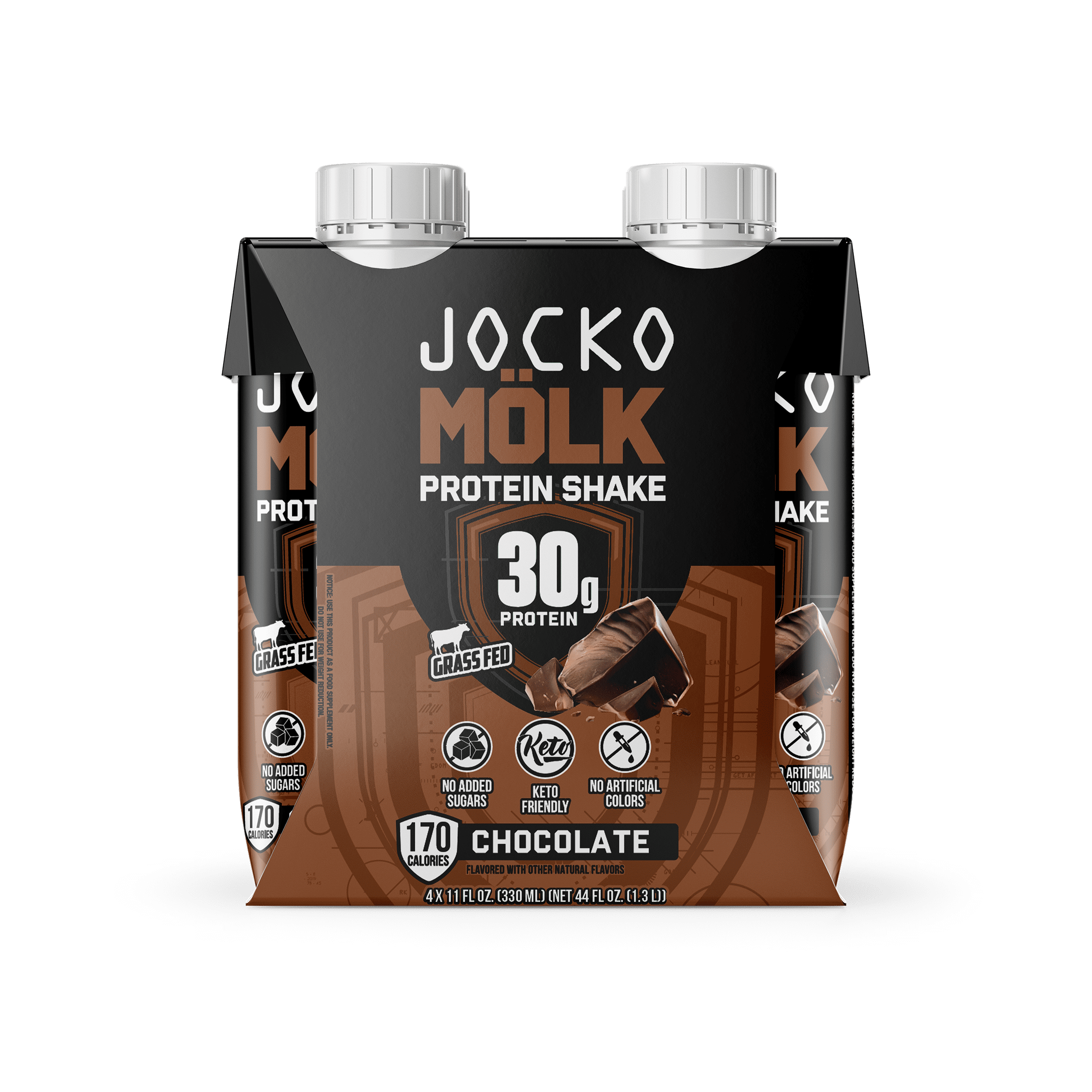 Jocko Fuel Protein Shake, Chocolate, 11oz, 4 Count, 30g Protein