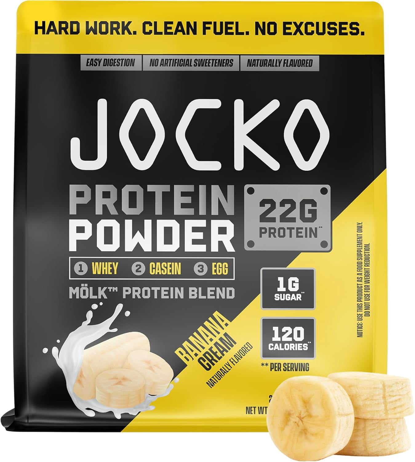 Jocko Mölk Whey Protein Powder 22g  - 2lb bag, Banana Cream