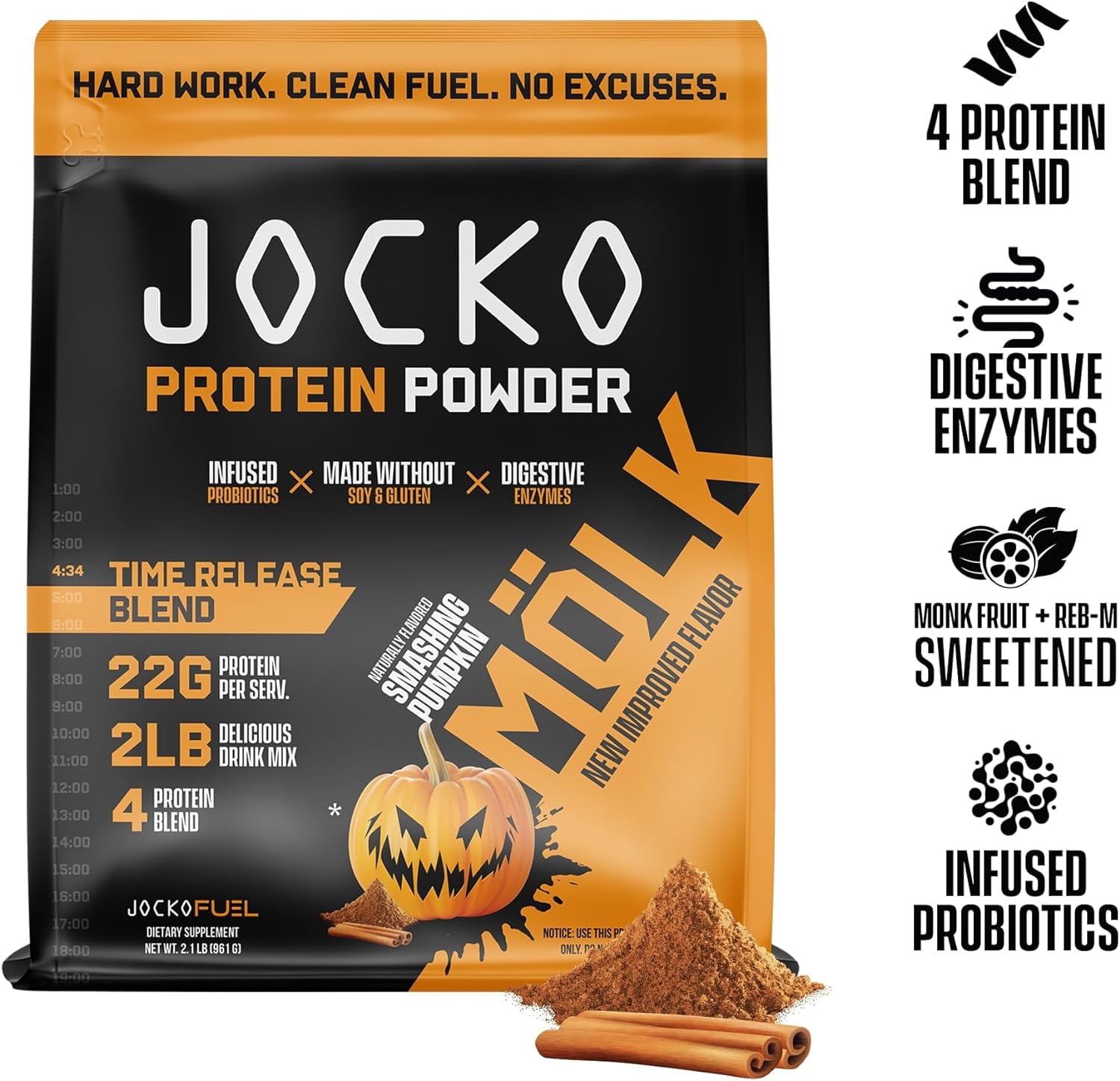 Jocko Mölk Whey Protein Powder 22g, 2lbs, Pumpkin