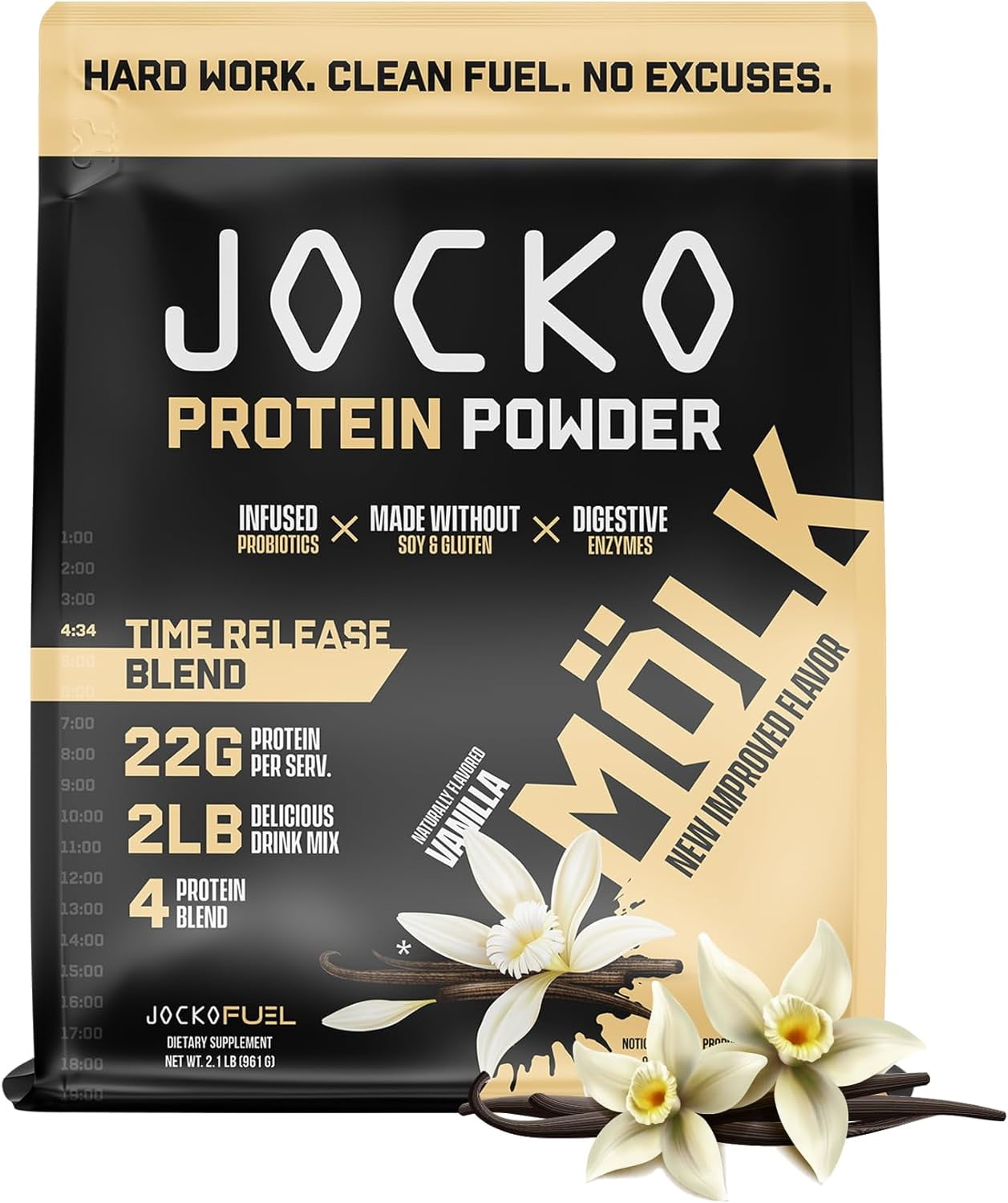 Jocko Mölk Whey Protein Powder Keto, Probiotics, Grass Fed, Digestive