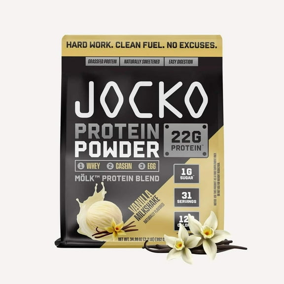 Jocko Whey Protein Powder, 22g Protein, Sugar Free Monk Fruit Blend, 31 Servings, Vanilla