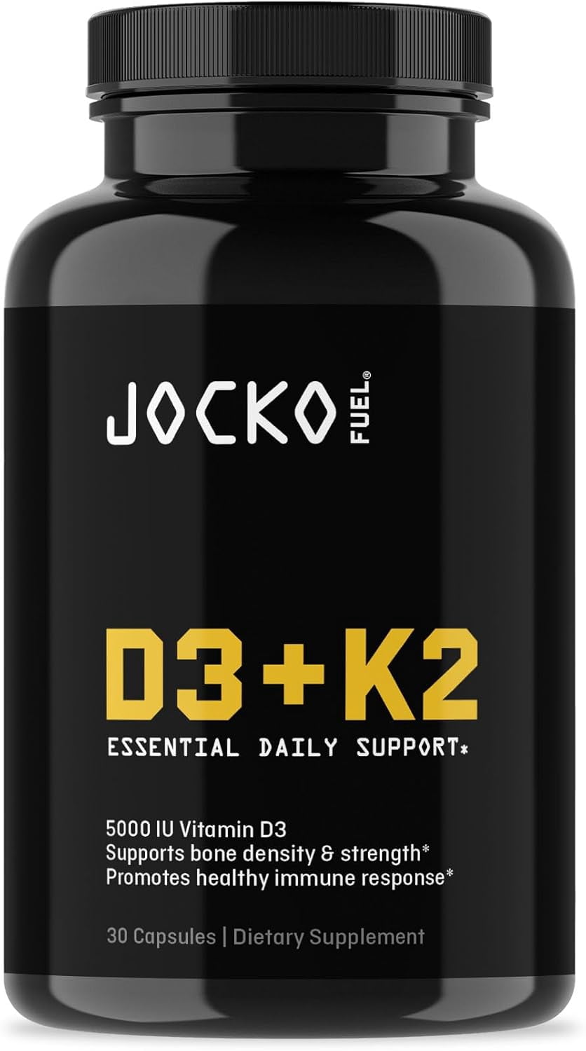 Jocko Vitamin D3 + K2, Bone Density, Calcium, Hormonal Regulation, 30 count