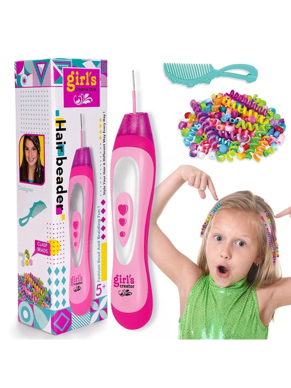 Hair Beader Jewellery Kits for 3-10 Year Old Girls Beaded Hair Braiding Machine for 4 5 6 Year Old Girls Hair Accessories Kits Birthday Gift for Kids Age 8 9 10
