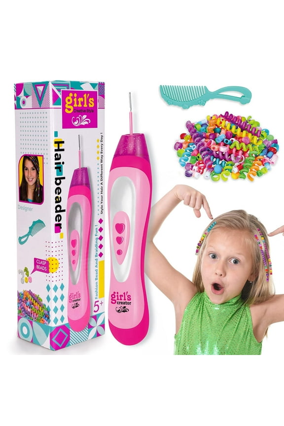 Hair Beader Jewellery Kits for 3-10 Year Old Girls Beaded Hair Braiding Machine for 4 5 6 Year Old Girls Hair Accessories Kits Birthday Gift for Kids Age 8 9 10