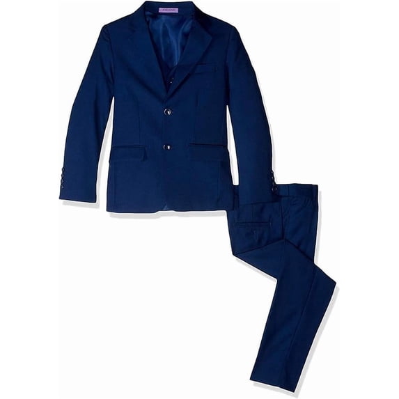 Jodano Boy's 2141406 Formal 3 Piece Stretch Slim Fit Dress Suit - Medium Blue - 14