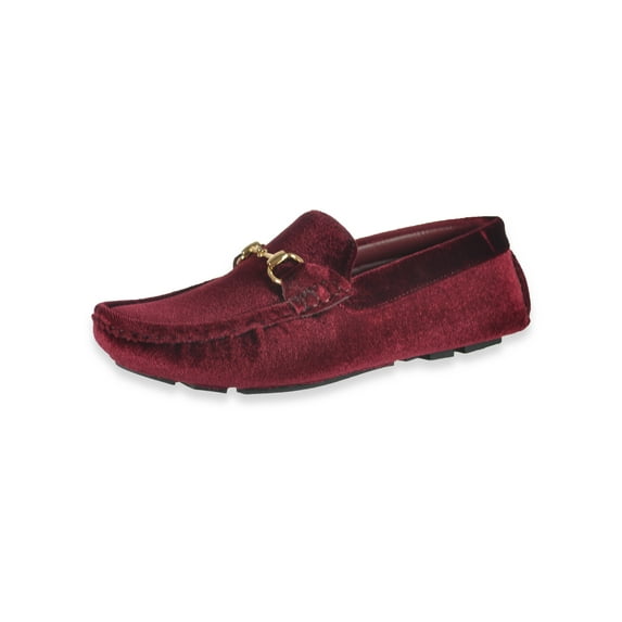 Jodano Boys' Velvet Driving Moccasins Shoes Color: burgundy Size: 8 youth