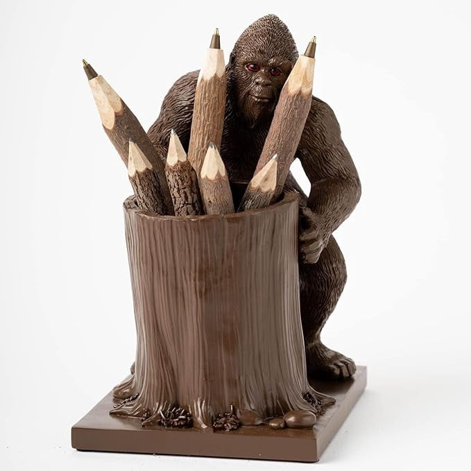 Jodges Trunk Bigfoot Pen and Pencil Holder – Sasquatch Desk Accessories and Office Decor – Bigfoot Gifts for Men and Women – Fun Cryptid Gifts for White Elephant Party