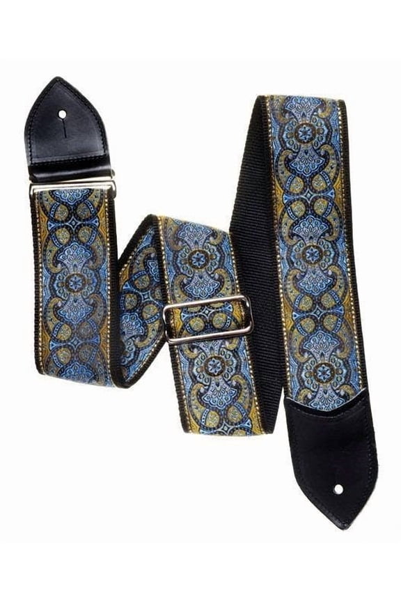 2.5" Martin Paisley Sea Blue Guitar Strap with Leather Ends