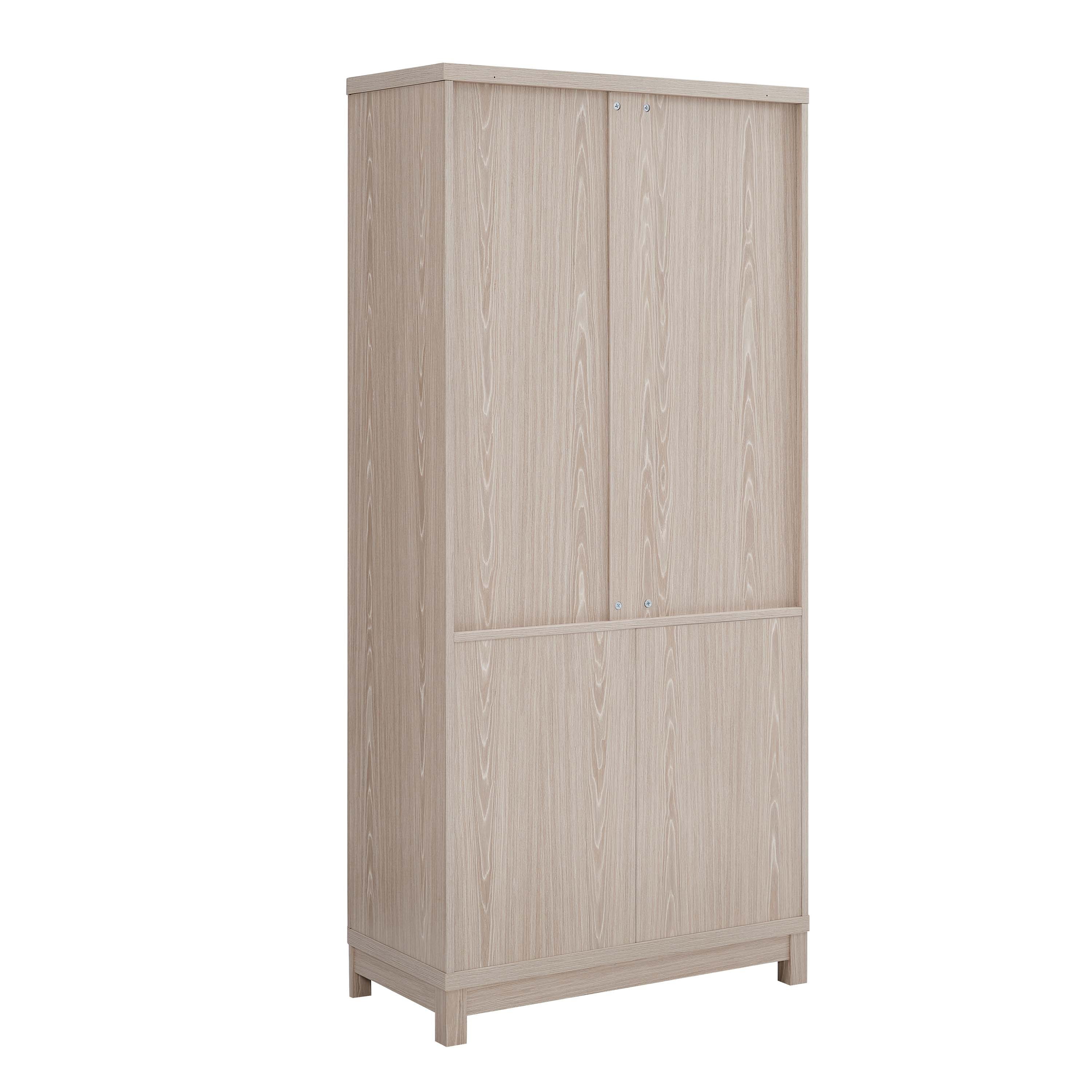 67.6" White Washed Oak Adjustable Bookcase Set with Glass Doors