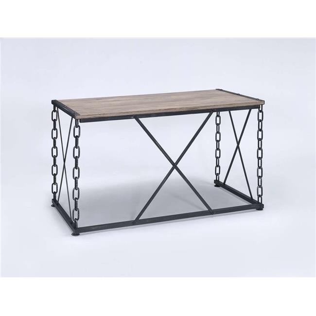 Jodie Rustic Oak & Antique Black Industrial Console Table