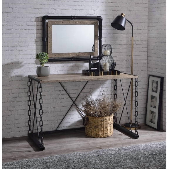 Jodie Rustic Oak & Antique Black Finish Console Table for Home Decor