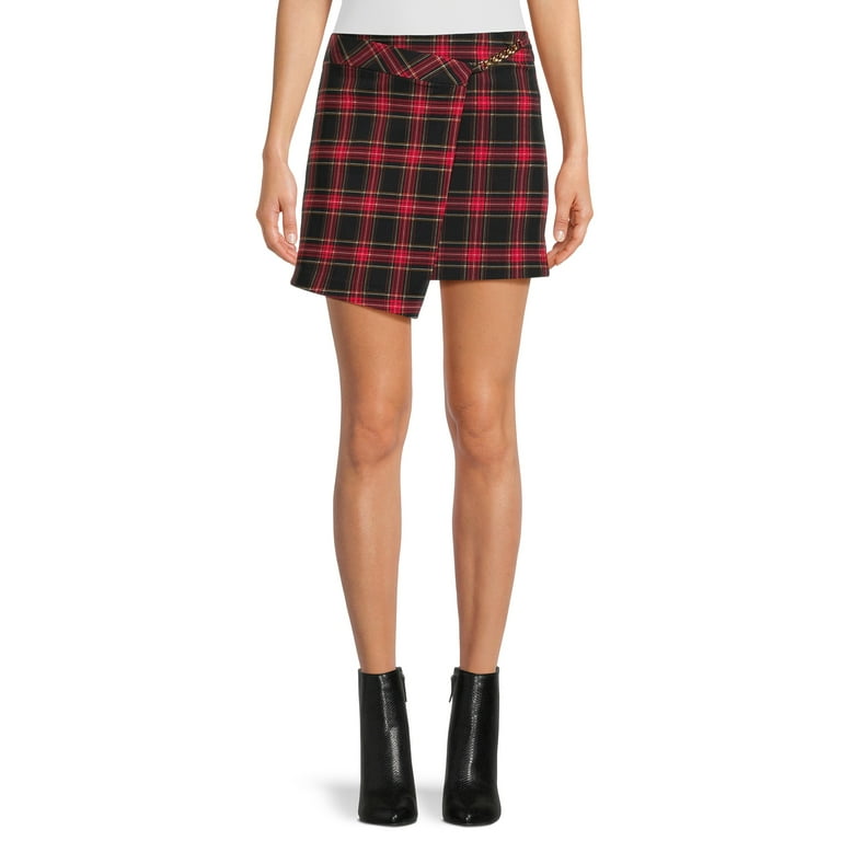 Joe B Juniors Wrap Mini Skirt with Chain Accent Walmart