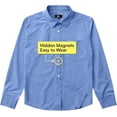 thumbnail image 1 of Joe & Bella Magnetic Button Shirt, Adaptive Clothing for Men - Dress Shirts - Long Sleeve, Relaxed Fit, Easy One-Hand Dressing, Stretch Cuffs, Blue - Small, 1 of 2