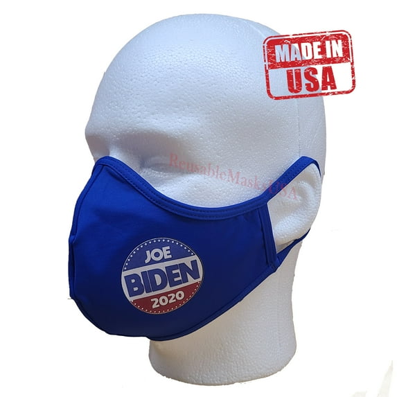 Joe Biden 2020 Face Mask MADE IN USA Presidential Election Democrat Black Washable Reusable Soft Double Layer Fabric Comfortable Ear Loops