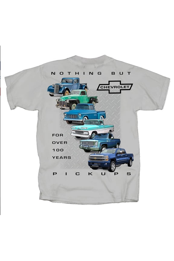 Chevy Nothing But Pickups Adult Short Sleeve T-Shirt-Ice Grey-Small