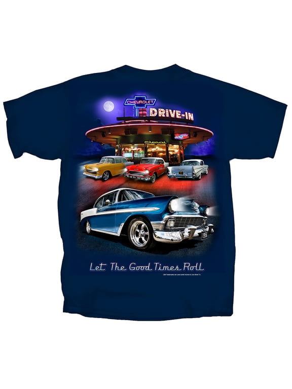 Joe Blow Men's Chevy Bel Air Tri-Five Retro Drive-in T-Shirt, Medium, Navy