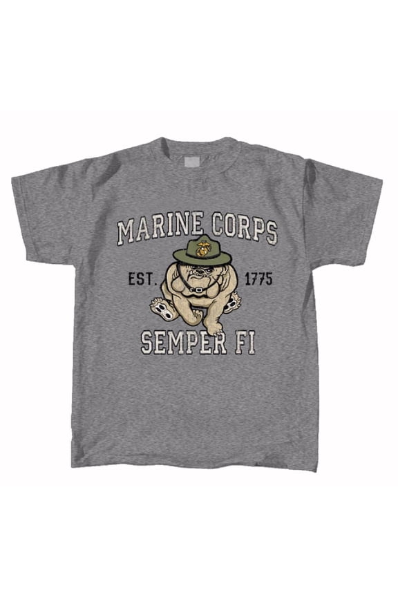 USMC Retro Bulldog Mascot Short Sleeve T-Shirt