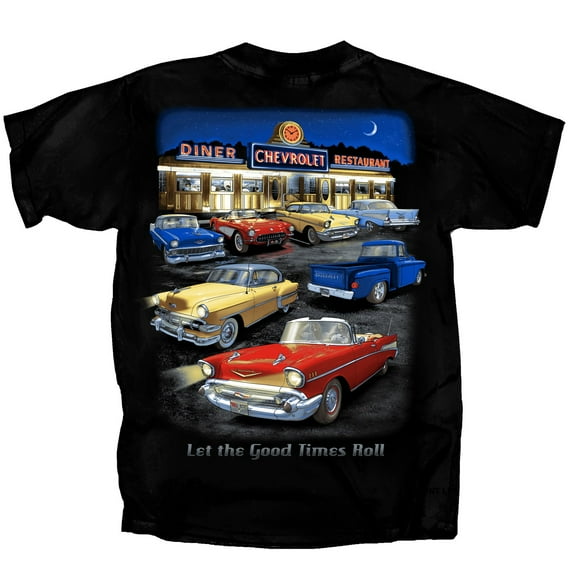 Joe Blow Tees Chevrolet Chevy Night Time Diner Short Sleeve T-shirt-Black-xxl