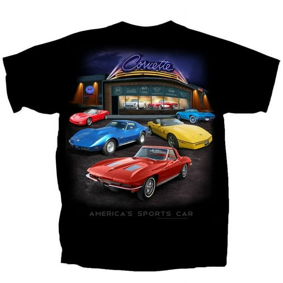 Joe Blow Tees Chevy Corvette Showroom Short Sleeve T-shirt-Black-medium