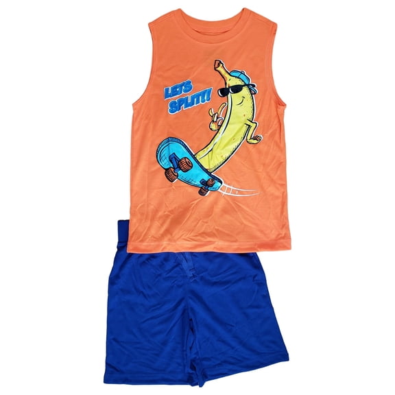 Joe Boxer Boys Bright Orange Let's Split Skateboarding 2Pc Pajama PJ Set L 10/12