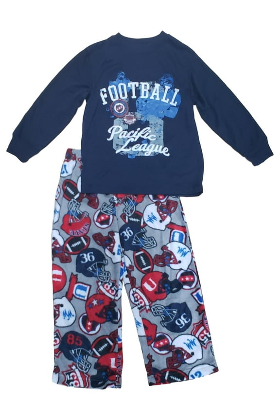 Boys Football Pacific League Navy Blue 2 Piece Pajama PJ Set XS (4/5)