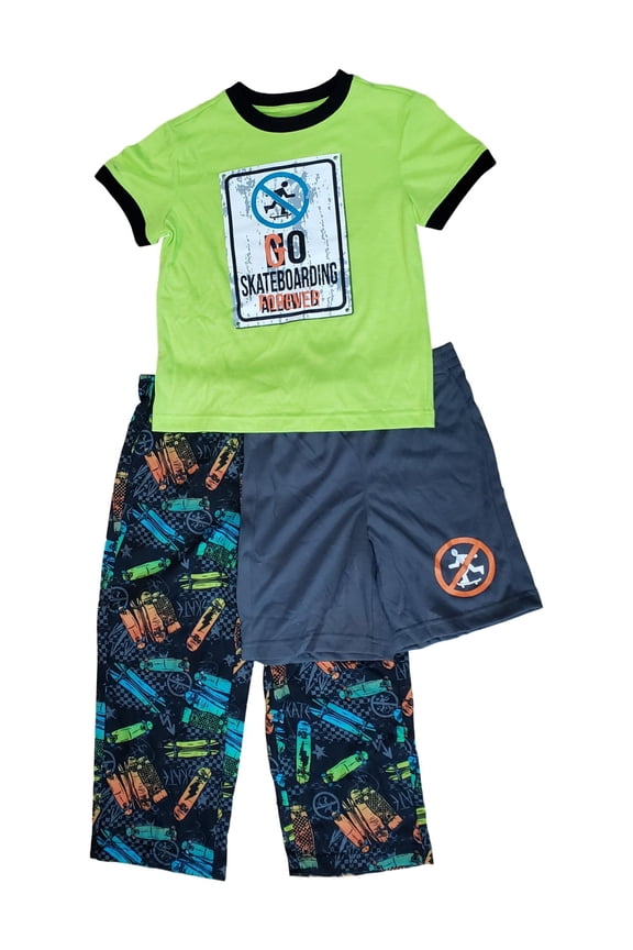 Boys Go Skateboarding Forever 3 Piece Pajama PJ Set X-Small (4/5)