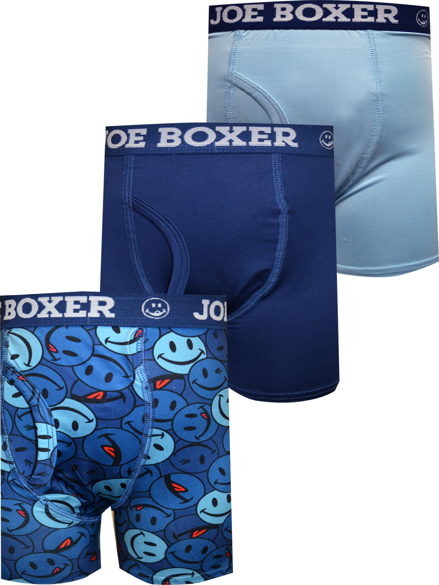 Joe Boxer Boys Joe Boxer Kids Iconic Blue Hues Performance Fabric 3 Pack  Boxer Briefs (10/12)