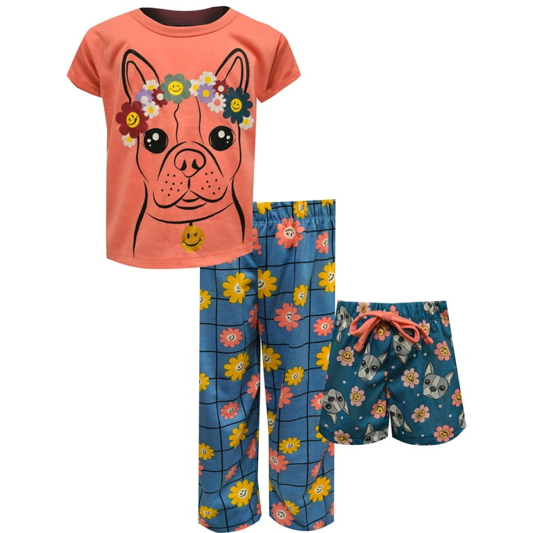 Joe Boxer Girls Joe Boxer Loungewear Puppy Love Girls 3pc Pajama (6/8)